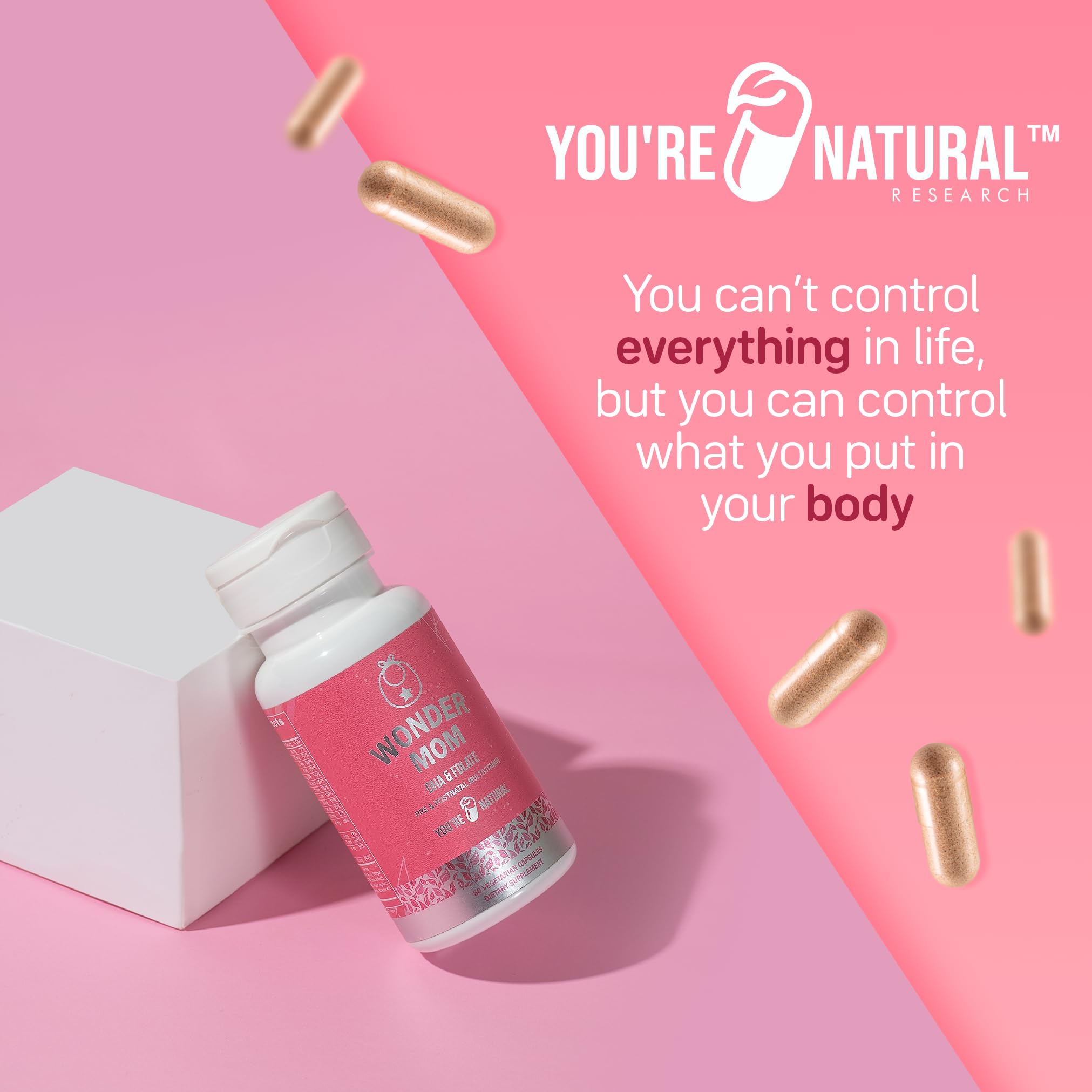 YOU'RE NATURAL Prenatal and Postnatal Vitamins for Women with Folate, DHA, Probiotics
